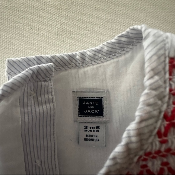 Janie and Jack 3-6 Months Baby Girl Smocked Dress Blue Red - Picture 3 of 5